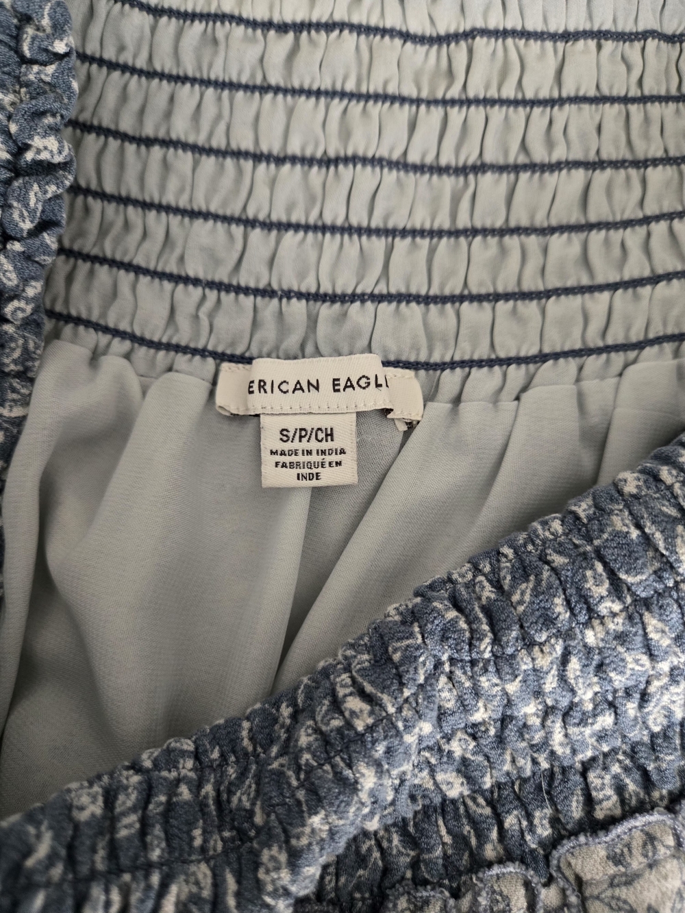 American Eagle Print Mix Tiered Mini Skirt - Blue Floral Boho - Size S - Picture 4 of 5